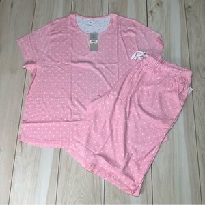 Karen Neuburger Bermuda Short Pajama Set Size 2X Coral dot RD0634￼W short sleeve